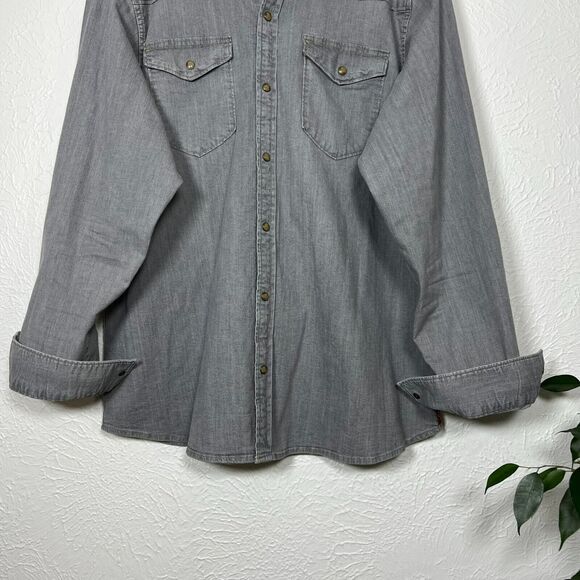 Wrangler Men's XL Indigo Gray Denim Pearl Snap Long Sleeve Western Button Up - Picture 6 of 11